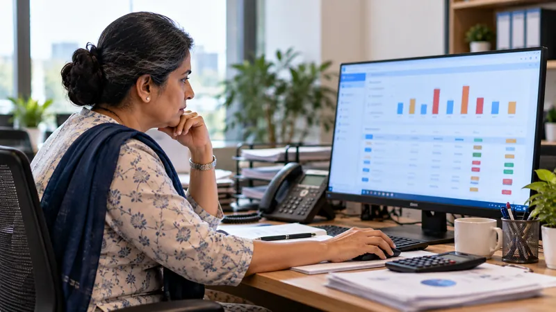 Accounts receivable manager reviewing customer credit limits and outstanding balances